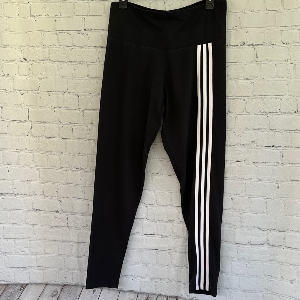 Adidas Climalite Black Leggings with White Side Stripes